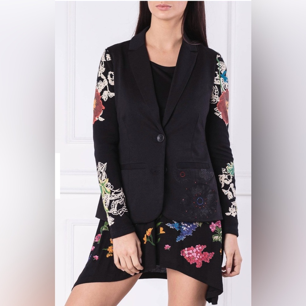 Desigual multi color floral blazer jacket size 40